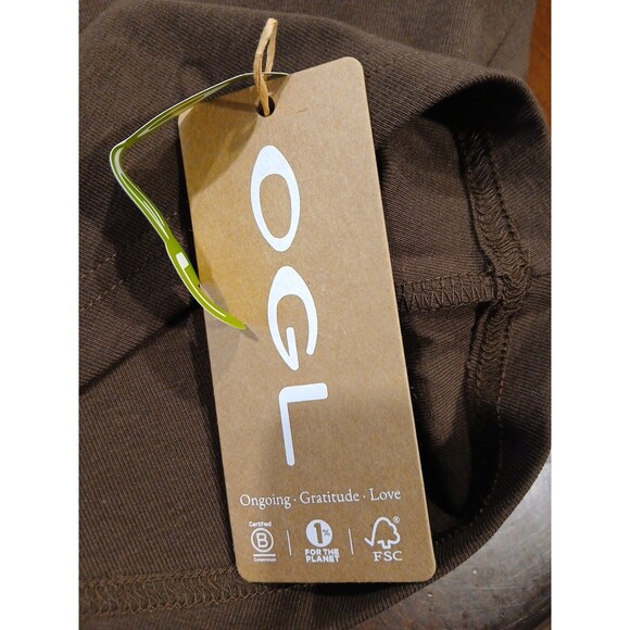 OGL Mockneck Tucks Midi Dress - Hazelnut Coco Sleeveless Brown Ruched Size PXL - Picture 15 of 15